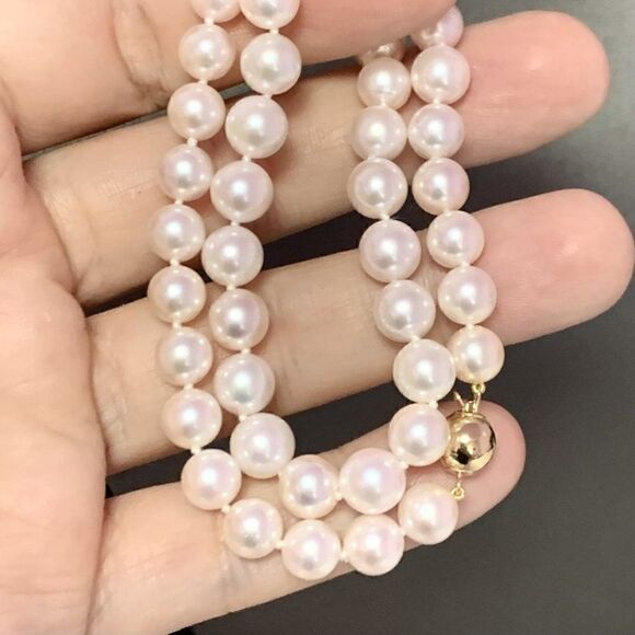 Akoya Pearl Necklace 14k Yellow Gold 16" 8 mm Certified $3,590 113102 - Picture 6 of 8